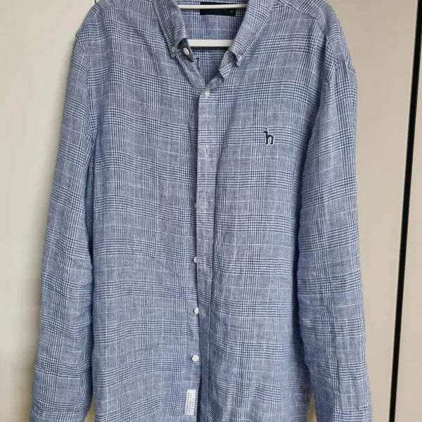 [BUNJANG] Hazzys Check Linen Shirt 100 / 헤지스 체크 린넨 셔츠 100