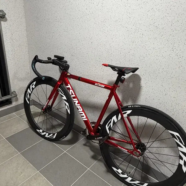 [BUNJANG] Tsunami Red Wine Frame Set - Handlebars, Stem, Wheels, Seatpost / 쓰나미 레드와인 판/대