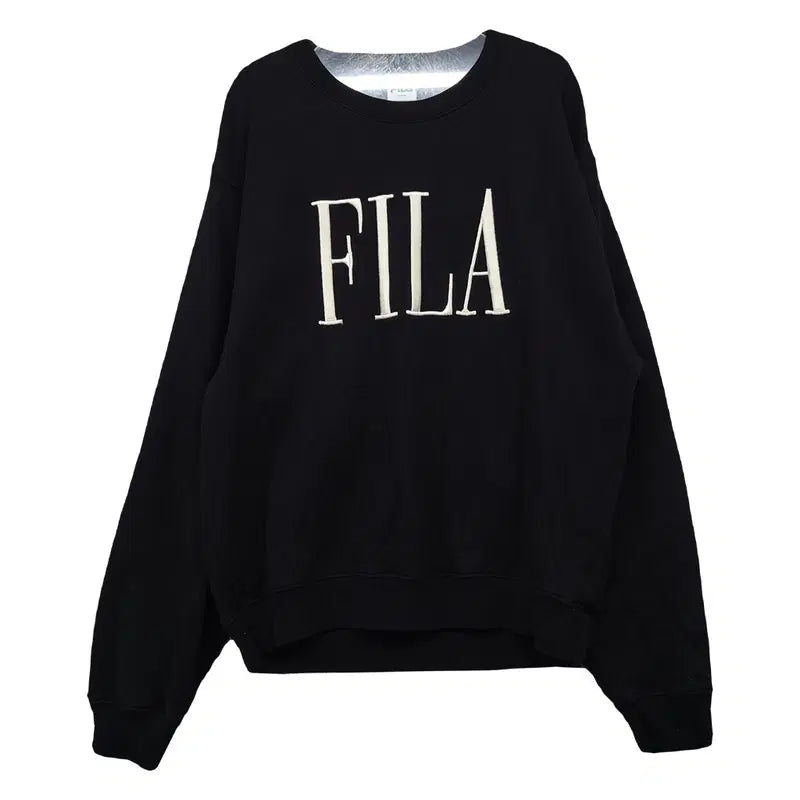 [BUNJANG] Fila Black Printing Sweatshirt L (100) / 휠라 블랙 프린팅 맨투맨 스웨트셔츠 L (100)