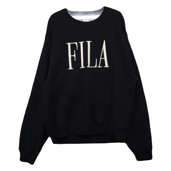 [BUNJANG] Fila Black Printing Sweatshirt L (100) / 휠라 블랙 프린팅 맨투맨 스웨트셔츠 L (100)