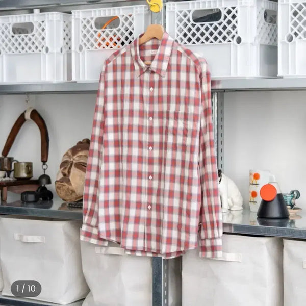 [BUNJANG] Everyone Relaxed Curve Check Shirt Size 2 / 에브리원 릴랙스드 커브 체크셔츠 2사이즈 팝니다