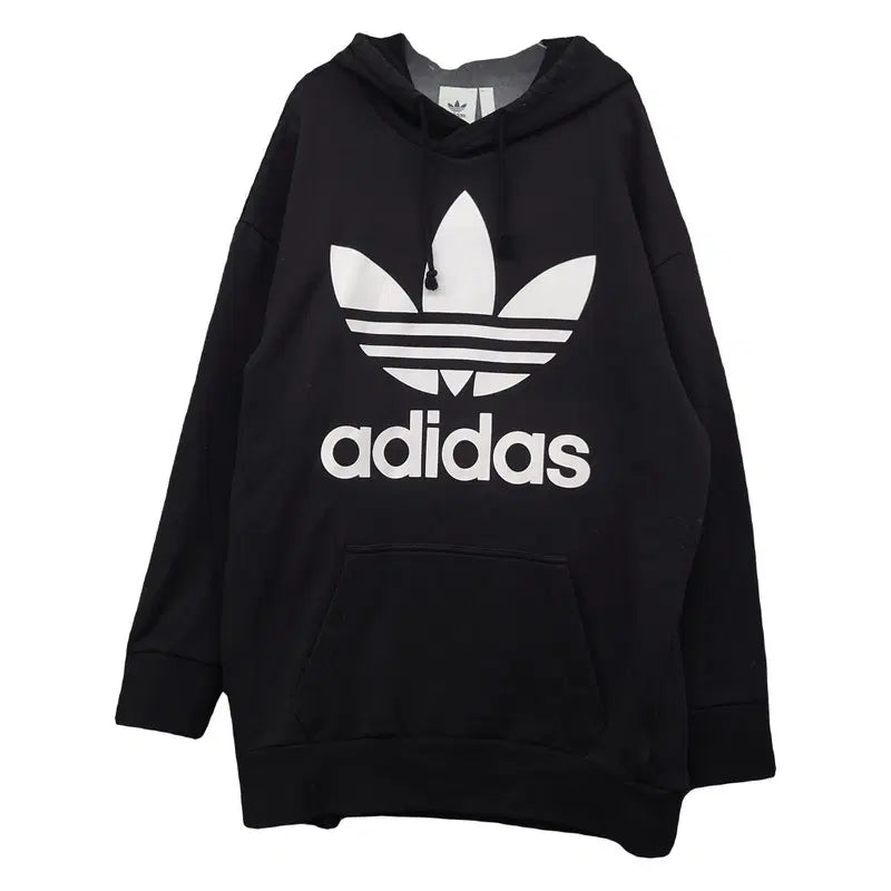 [BUNJANG] Adidas Big Logo Printing Hoodie Black L / 아디다스 빅로고 프린팅 블랙 후드티 L