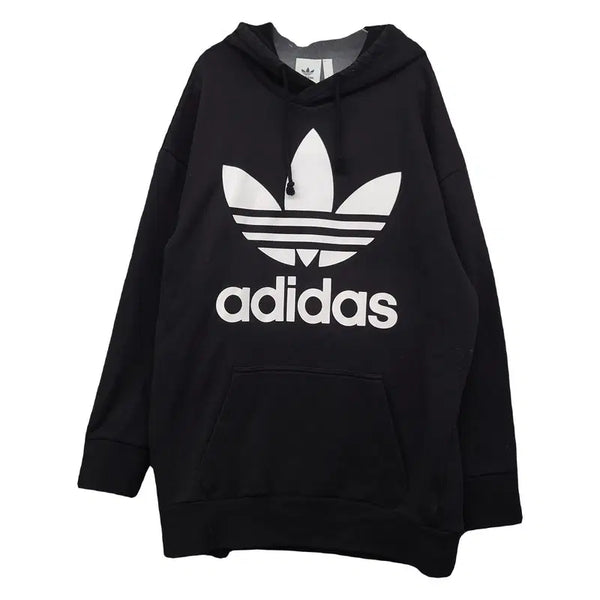 [BUNJANG] Adidas Big Logo Printing Hoodie Black L / 아디다스 빅로고 프린팅 블랙 후드티 L