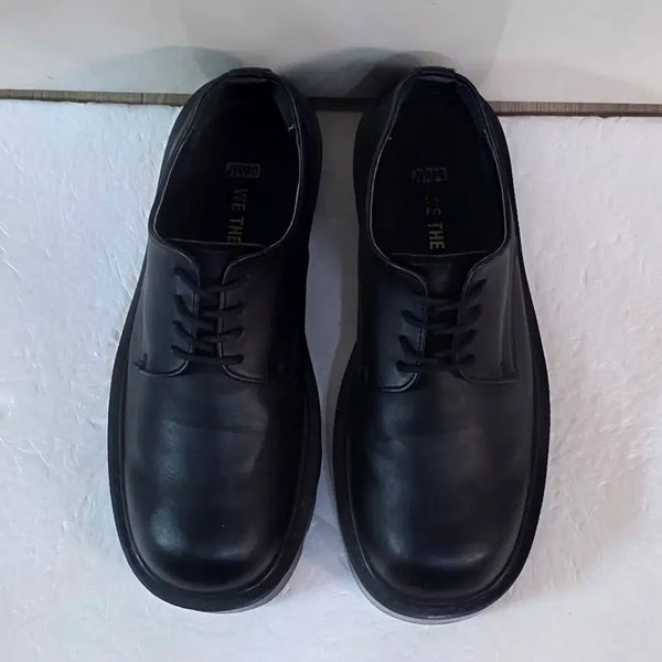 [BUNJANG] Wither Road Cliff Square Toe 4-Hole Derby Shoes Black / [250] 위더로드 클리프 스퀘어토 4홀 더비슈즈 블랙 WTRD1203
