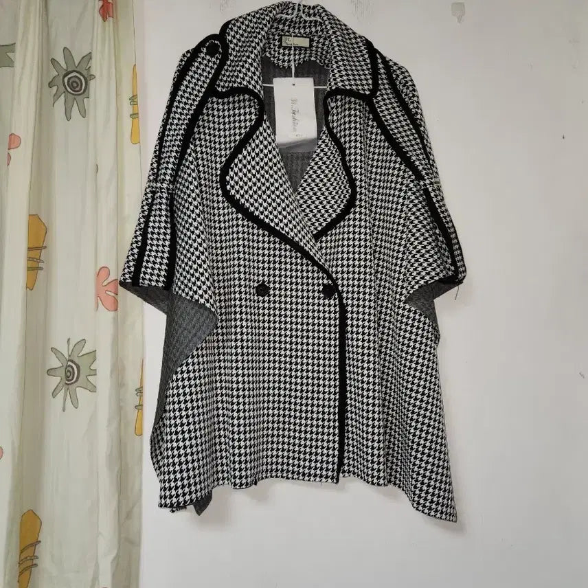 [BUNJANG] Houndstooth Cape Jacket / 새옷) 하운드체크 망토 자켓 F