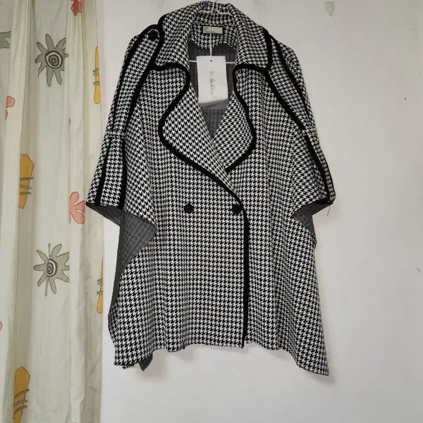 [BUNJANG] Houndstooth Cape Jacket / 새옷) 하운드체크 망토 자켓 F