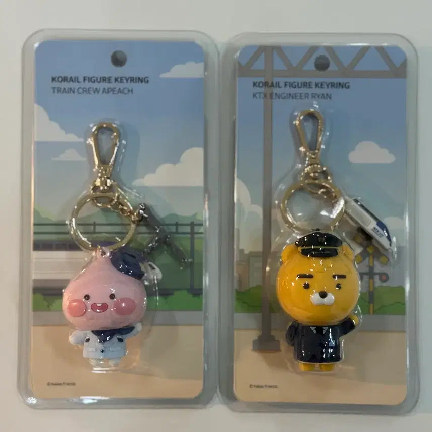 [BUNJANG] Kakao Friends KTX Train Crew Apeach & Ryan Limited Edition Keyring (Sealed) / 한정판 미개봉 원가양도 카카오프렌즈 KTX 열차 승무원 어피치 라이언 키링