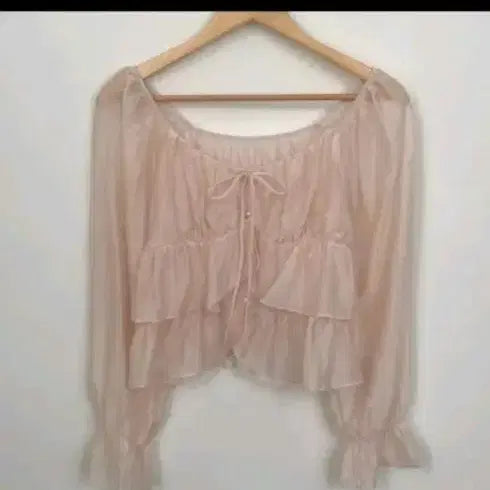 [BUNJANG] Frill Blouse Pink / 프릴 블라우스 핑크  새거