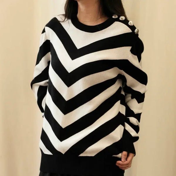 [BUNJANG] Balmain x H&M Chevron Knit Sweater / 발망XH&M 쉐브론 니트
