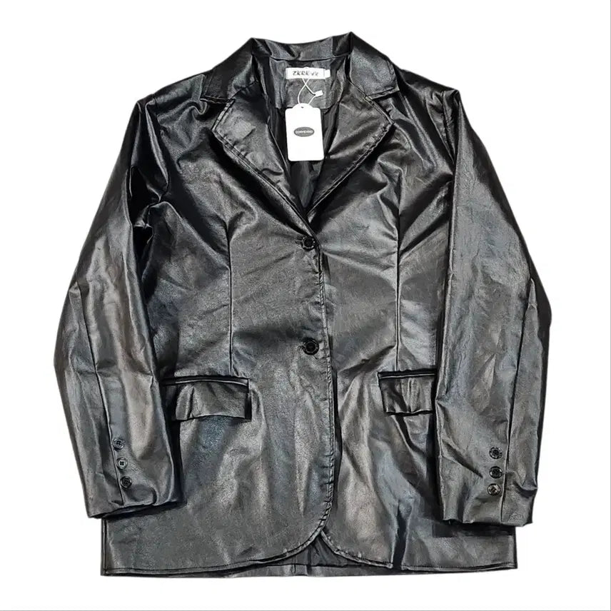 [BUNJANG] Black Faux Leather Jacket / 레자 자켓 블랙 새상품