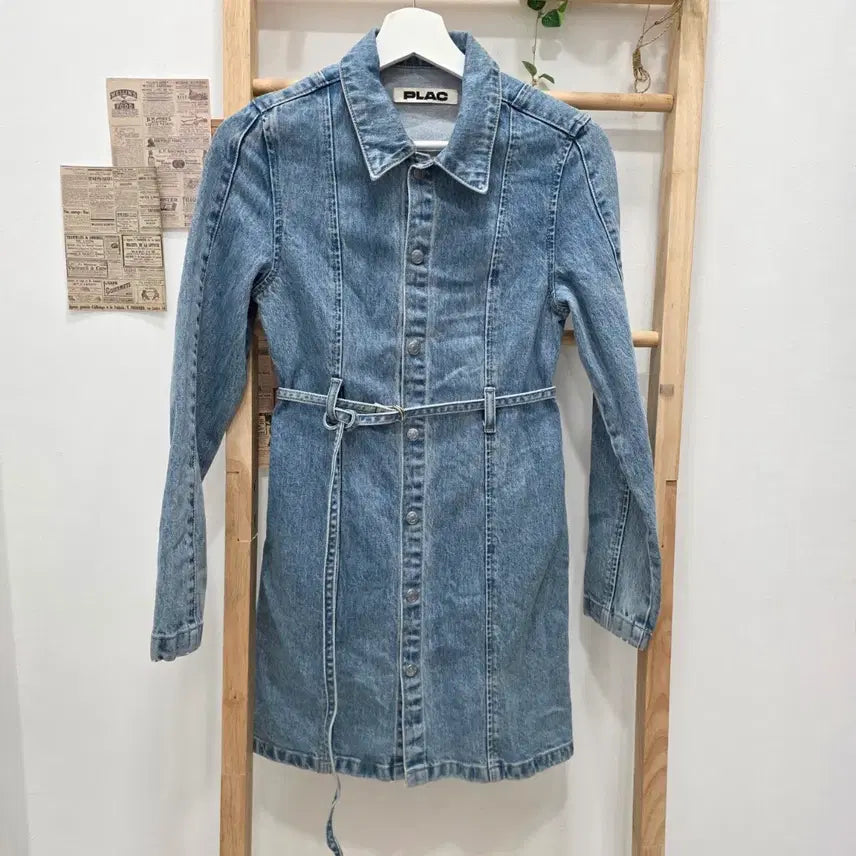 [BUNJANG] Free/Plac Belted Denim Mini Dress (Medium Wash) / [프립]Free/플랙 벨티드 데님 미니 원피스 (중청)