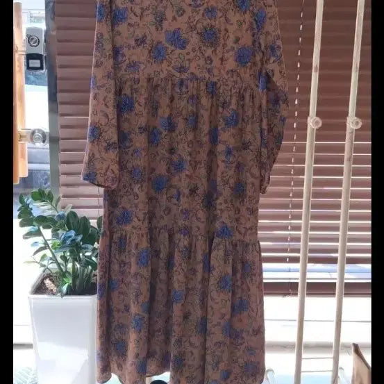 [BUNJANG] Brown Floral Long Dress / 갈색 꽃무늬 롱 원피스