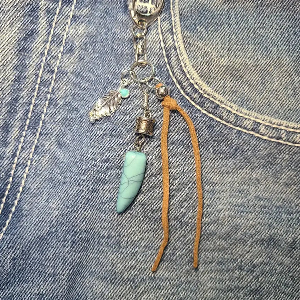 [BUNJANG] Bohemian Western Turquoise Carabiner Keyring / [새상품] 보헤미안 웨스턴 터키석 카라비너 키링 키체인 열쇠고리