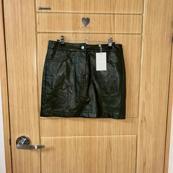 [BUNJANG] Sophisticate Green Leather Mini Skirt / Sophisticate green leather sk