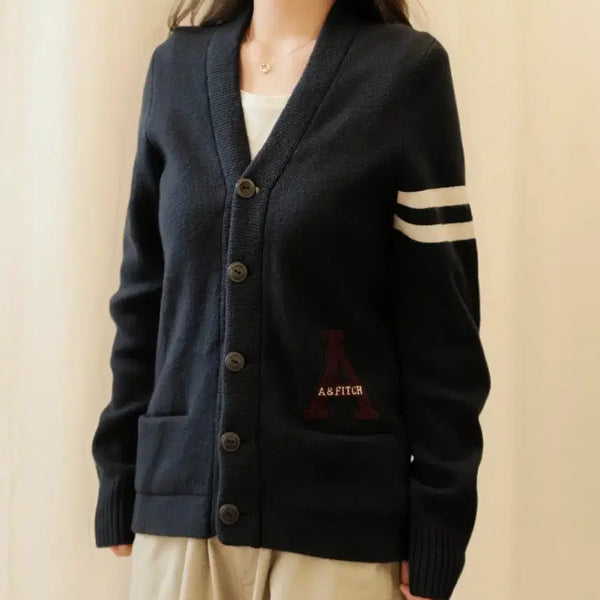 [BUNJANG] Abercrombie Big Logo Patch Cardigan / 아베크롬비 빅로고 패치 가디건