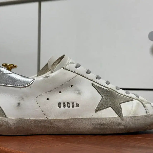[BUNJANG] Golden Goose Superstar White Silver Tab Sneakers Size 42 / 골든구스 슈퍼스타 화이트 실버탭 스니커즈 42