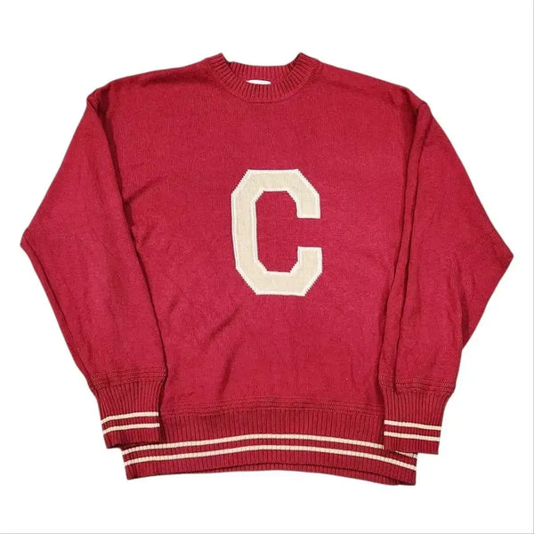 [BUNJANG] Covernat C Embroidered Red Sweater / 커버낫 스웨터 빨강색 C 자수