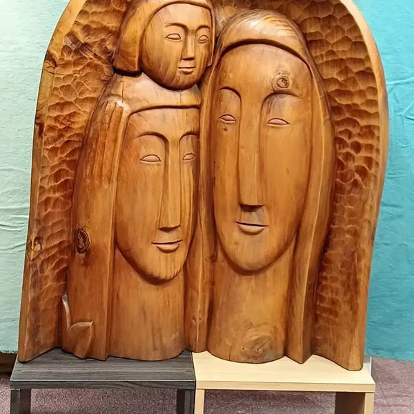 [BUNJANG] Hand-Carved Wooden Sculpture / 한가족 목조각 작품