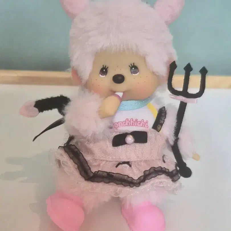 [BUNJANG] Custom Pink Devil Monchhichi Doll / 몬치치