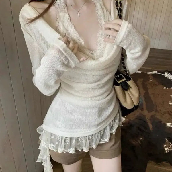 [BUNJANG] Sleeveless Two-Piece Set with Lace Trimming / 레이스 트리밍 슬리브리스 투피스