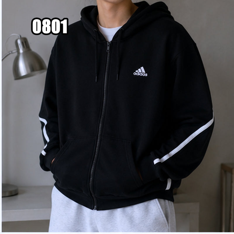 [BUNJANG] Adidas Classic 3-Stripes Hooded Zip-Up Jacket Black 2XL / 2XL 아디다스 클래식 삼선 후드 집업 블랙