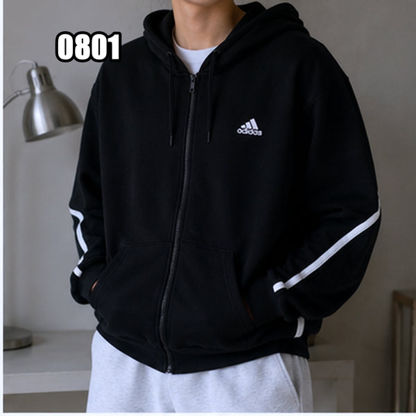 [BUNJANG] Adidas Classic 3-Stripes Hooded Zip-Up Jacket Black 2XL / 2XL 아디다스 클래식 삼선 후드 집업 블랙