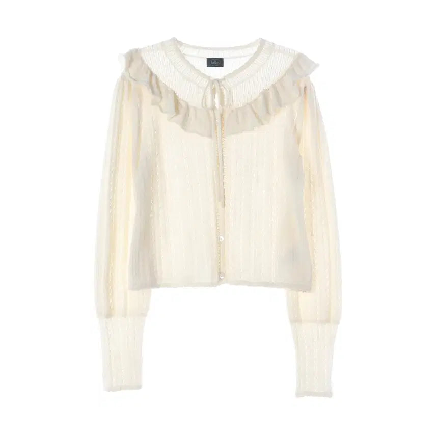 [BUNJANG] The Barnet 23FW Finni Pointelle Wool Alpaca Knit Cardigan / 더바넷 23FW Finni Pointelle 피니 포인텔 프릴 울 알파카 니트 가디건