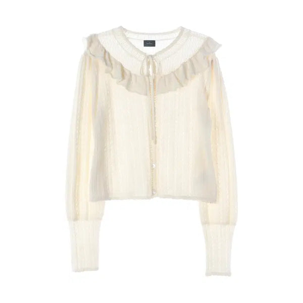 [BUNJANG] The Barnet 23FW Finni Pointelle Wool Alpaca Knit Cardigan / 더바넷 23FW Finni Pointelle 피니 포인텔 프릴 울 알파카 니트 가디건