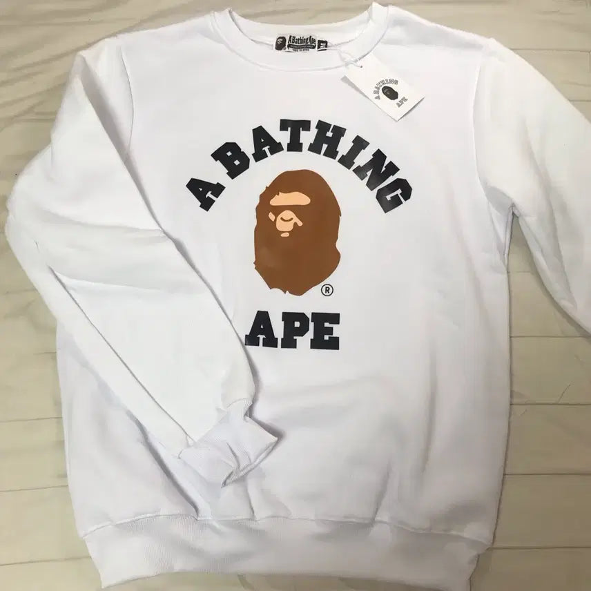 [BUNJANG] BAPE College Sweatshirt White M / 베이프 컬리지 맨투맨 화이트 m
