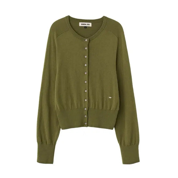 [BUNJANG] General Idea Crewneck Cardigan Olive S / 제너럴아이디어 크루넥 가디건 올리브 s사이즈