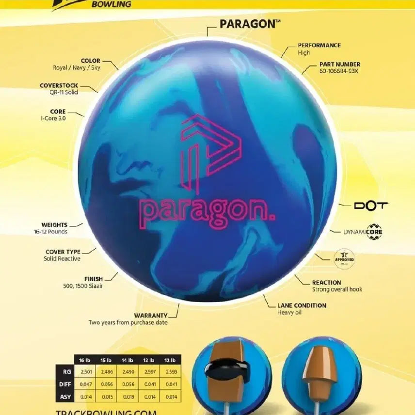 [BUNJANG] Track Paragon Solid 15lb Bowling Ball (Used) / [중고 볼링공] 트랙 공인구 파라곤 솔리드 15파운드