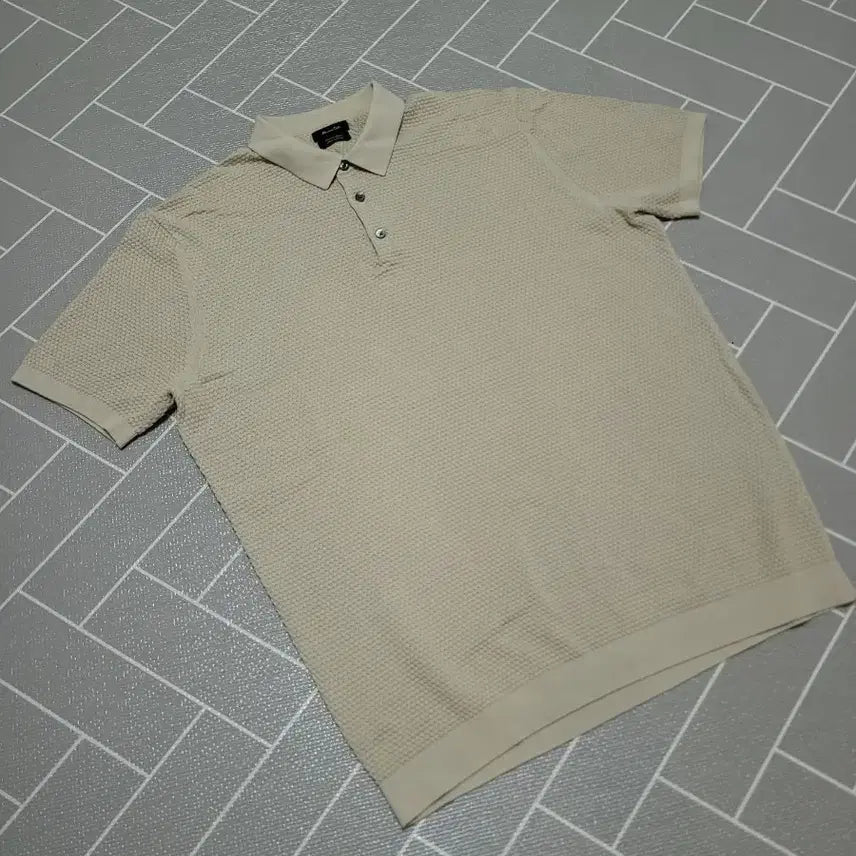 [BUNJANG] Massimo Dutti Textured Cotton Collar Short Sleeve Knit XL / 마시모두띠  텍스처드 코튼 카라 반팔 니트 XL
