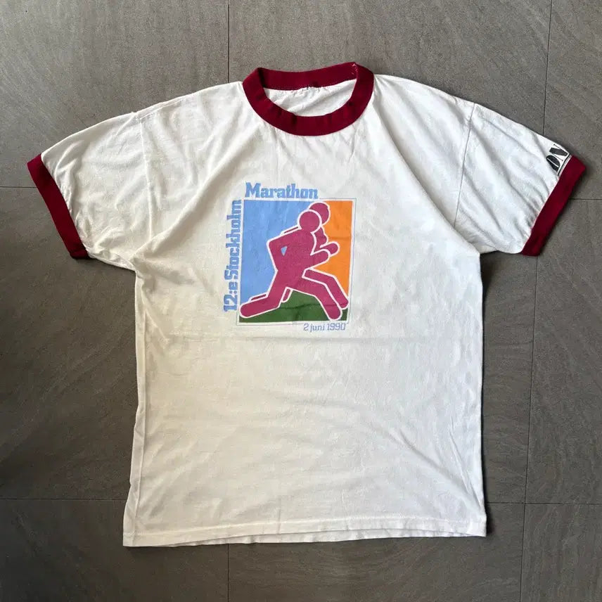 [BUNJANG] 1990s Marathon Ringer T-Shirt / 90년대 생산 빈티지 마라톤 링거 반팔 티셔츠