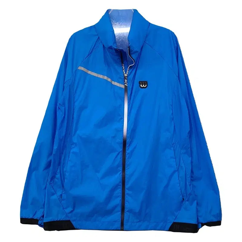 [BUNJANG] Wilson Blue Nylon Windbreaker Jacket L (100) / 윌슨 블루 나일론 바람막이 자켓 L (100)