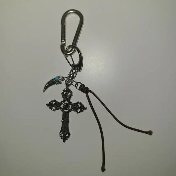 [BUNJANG] Bohemian Ethnic Cross Dagger Carabiner Keyring / [새상품] 보헤미안 에스닉 십자가 칼 카라비너 키링 키체인 열쇠고리