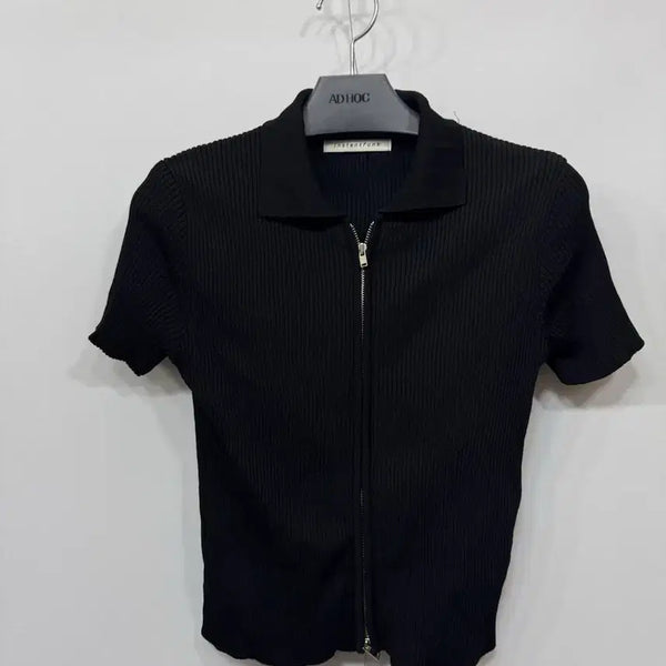 [BUNJANG] Instant Funk Short Sleeve Knit Zip-Up / 0) 인스턴트펑크 반팔 니트 집업