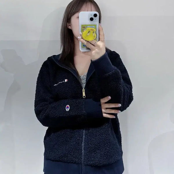 [BUNJANG] Champion Spell Logo Two-Way Hooded Fleece / 챔피언 스펠로고 투웨이 후드 플리스