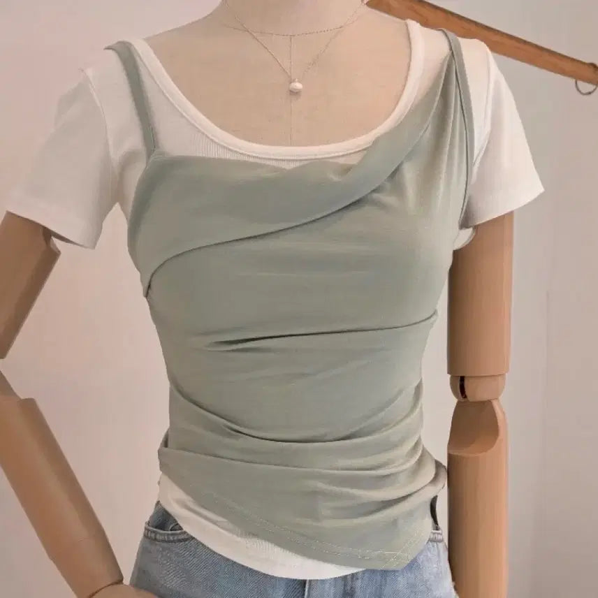 [BUNJANG] Mint Ribbed Tank Top / 민트 나시 새상품