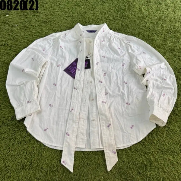 [BUNJANG] Anna Sui White Floral Embroidery Shirt / 안나수이 셔츠 화이트 꽃 자수