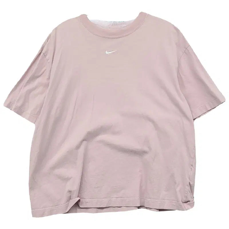 [BUNJANG] Nike Light Pink Center Logo Short Sleeve T-Shirt - Medium / 나이키 라이트 핑크 센터 로고 반팔티 M