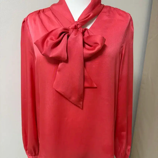 [BUNJANG] Ann Taylor Ribbon Blouse - Coral Red / (새상품) Ann Taylor 리본 블라우스