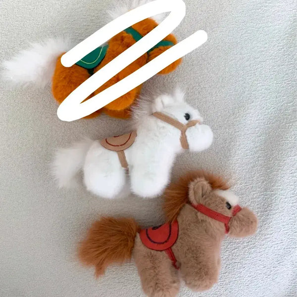 [BUNJANG] Horse Charm Keychain White/Brown / 인형 말 키링 화이트/브라운