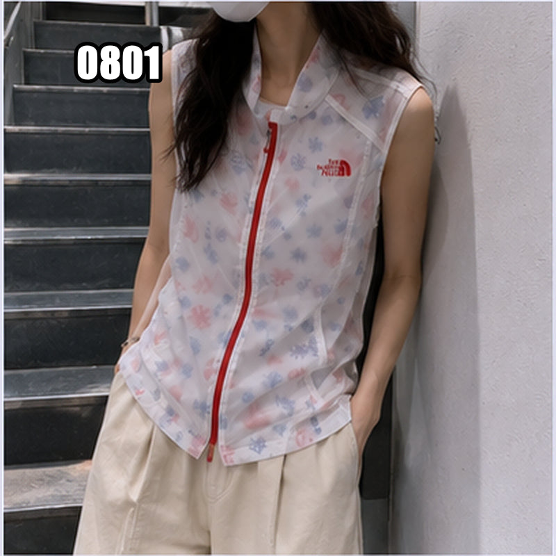 [BUNJANG] The North Face Women's Lightweight Flower Pattern Windbreaker Vest / L 노스페이스 여성용 플라워 패턴 초경량 바람막이 등산 조끼