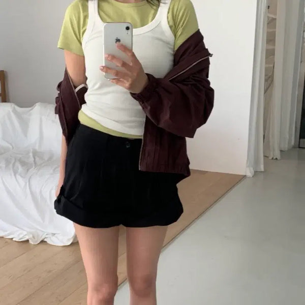 [BUNJANG] DIPLE Moson Roll-up Shorts (Black) / 디플리 모손 롤업 반바지 숏팬츠(블랙)