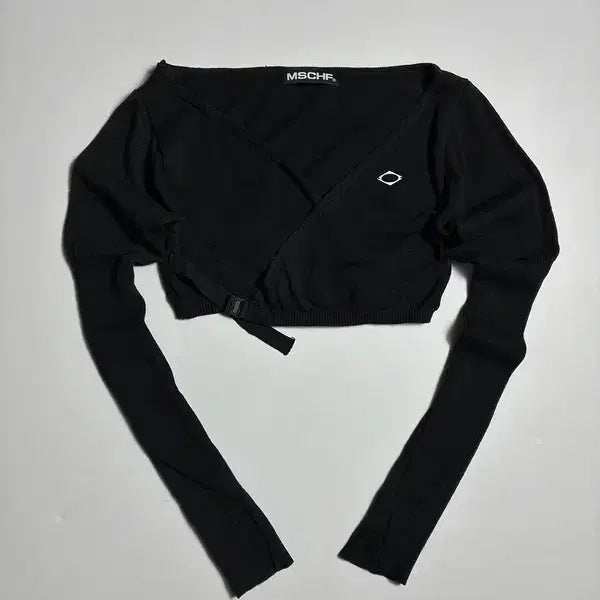 [BUNJANG] MSCHF Black Overlap Knit Top Medium / 미스치프 MSCHF 블랙 오버랩 니트 탑 R3143