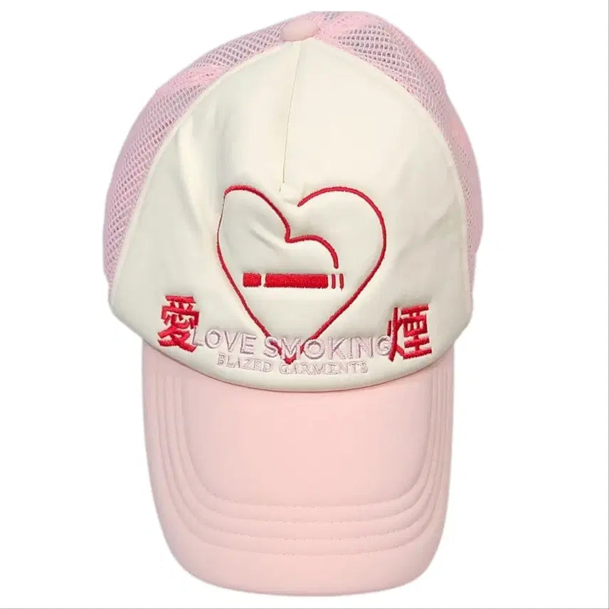 [BUNJANG] Blazed Garments Heart Cigar Logo Trucker Cap Pink / BLAZED GARMENTS 하트 시가 로고 트럭커캡 핑크
