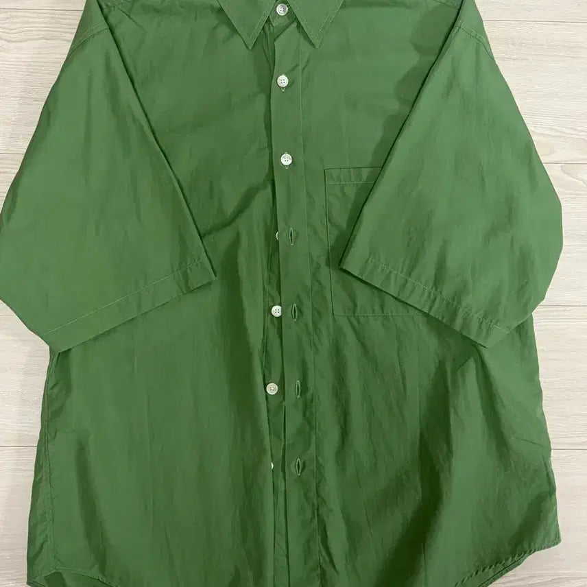 [BUNJANG] Auralee Pin Tuck Twill Half Sleeve Shirt Green / [4] 오라리 핀스 트윌 반팔 하프 셔츠 그린
