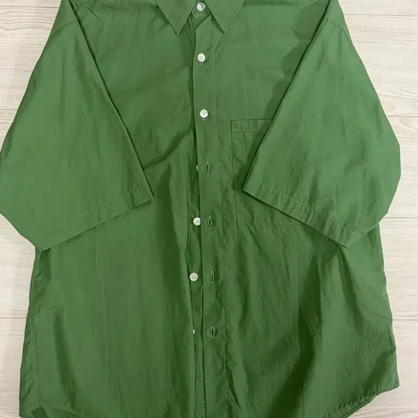 [BUNJANG] Auralee Pin Tuck Twill Half Sleeve Shirt Green / [4] 오라리 핀스 트윌 반팔 하프 셔츠 그린