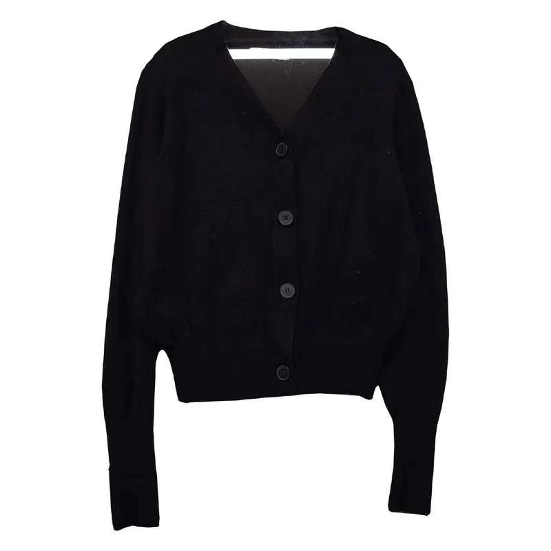 [BUNJANG] The Edge Women's Black Basic Round Neck Knit Cardigan (L) / 더엣지 여성 블랙 베이직 라운드 니트 가디건 L