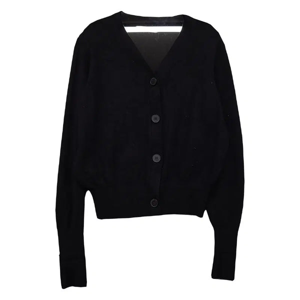 [BUNJANG] The Edge Women's Black Basic Round Neck Knit Cardigan (L) / 더엣지 여성 블랙 베이직 라운드 니트 가디건 L